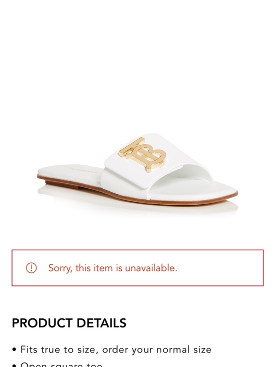 Burberry Shoes - Burberry White Leather Slide with Gold TB Plaque